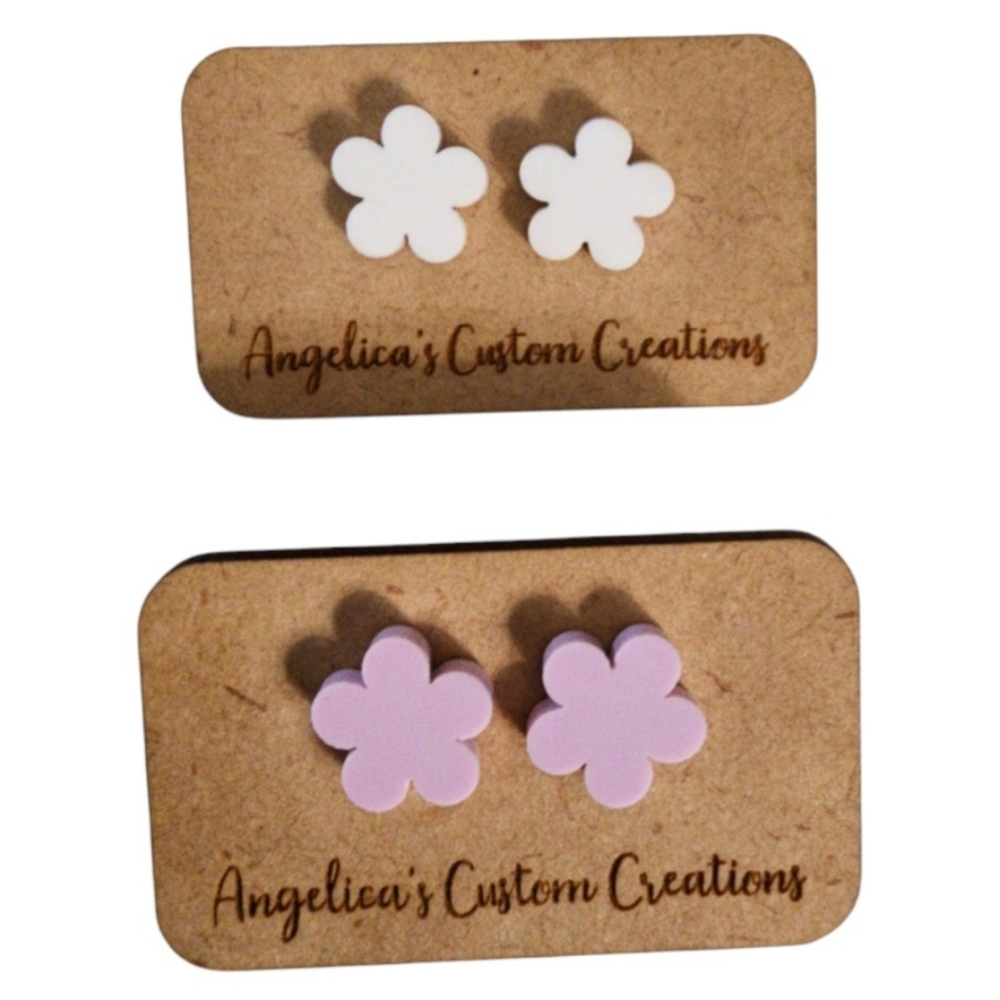 Lavender & Bright Bloom Duo Acrylic Studs - 2 Pair